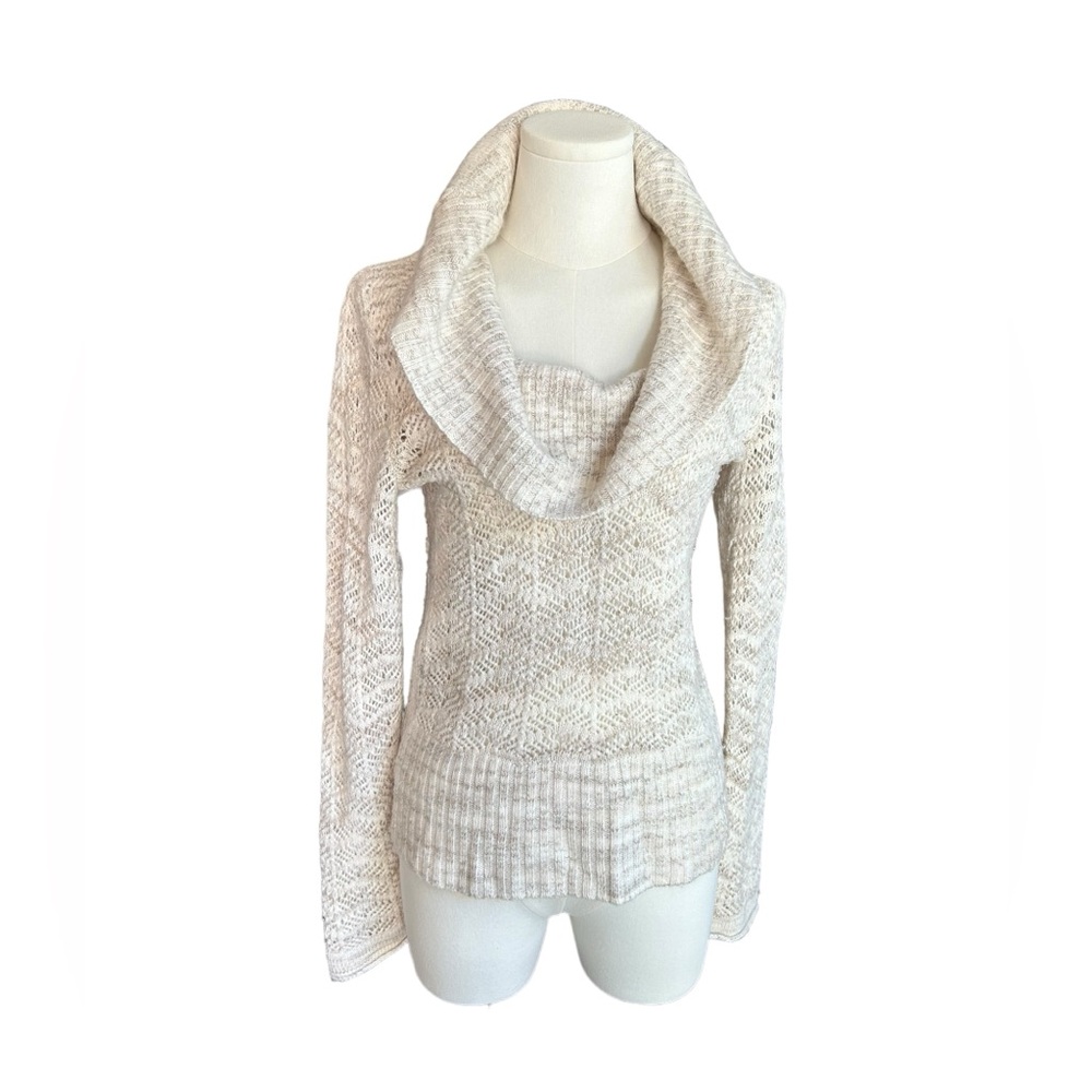 WHBM Oversized Cowl-neck Light Weight Knit Sweater Cream Size Medium